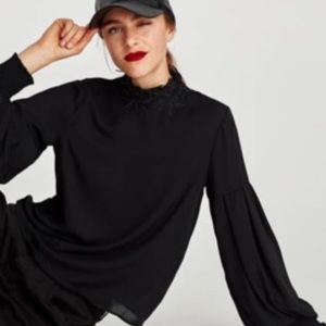 Zara sheer black blouse